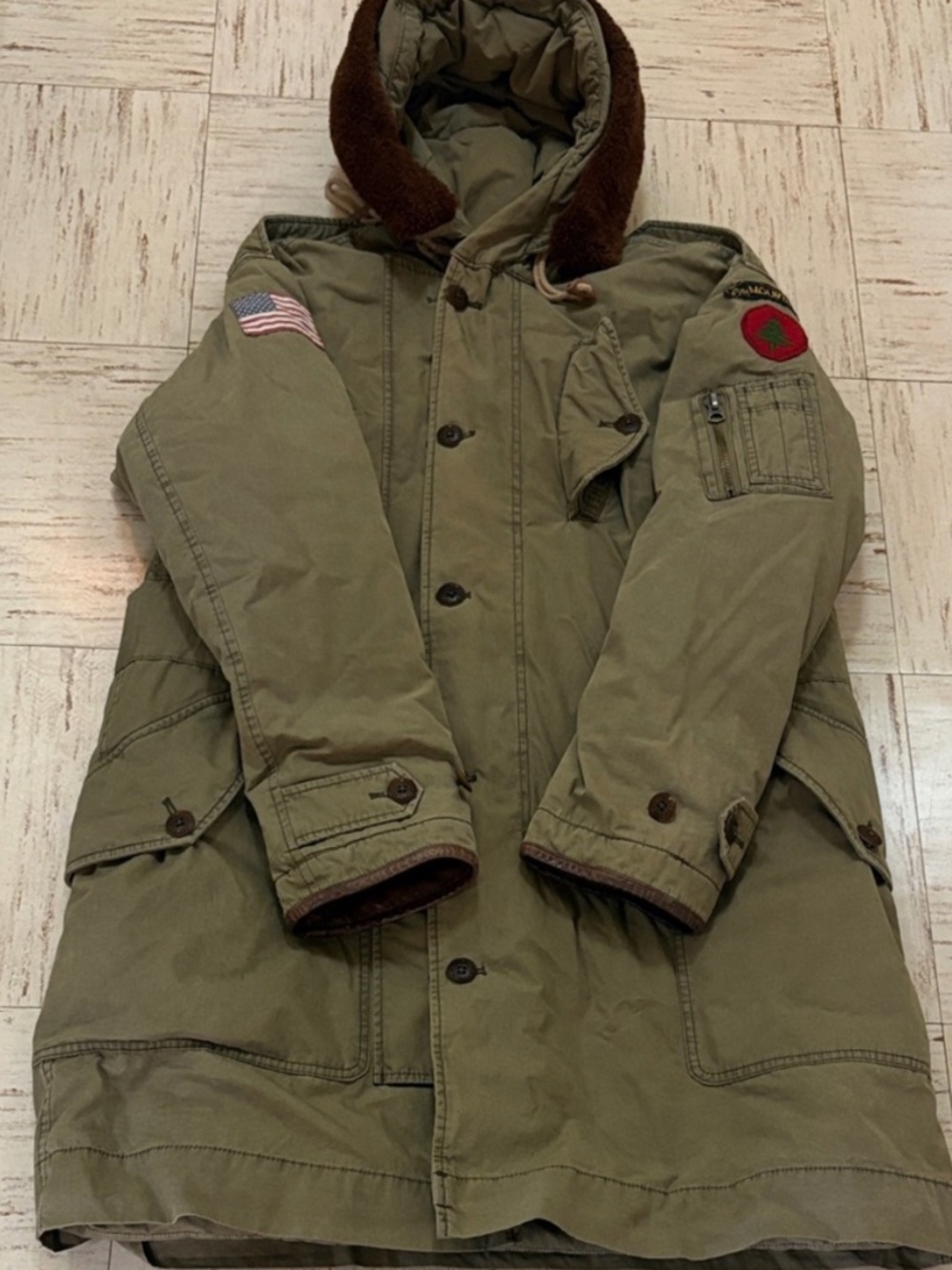 POLO RALPH LAUREN OLIVE MILITARY FIELD JACKET SIZE : S